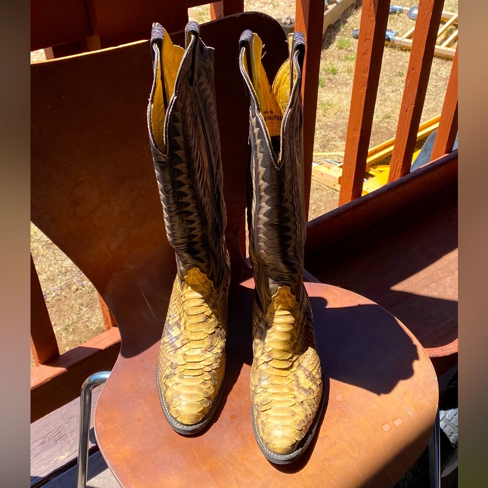 Tony Lama Brown and Yellow Heeled Boots